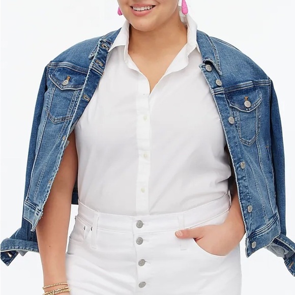 J. Crew Sleeveless Cotton Poplin Shirt in Signature Fit White NWT 2X - Picture 2 of 16